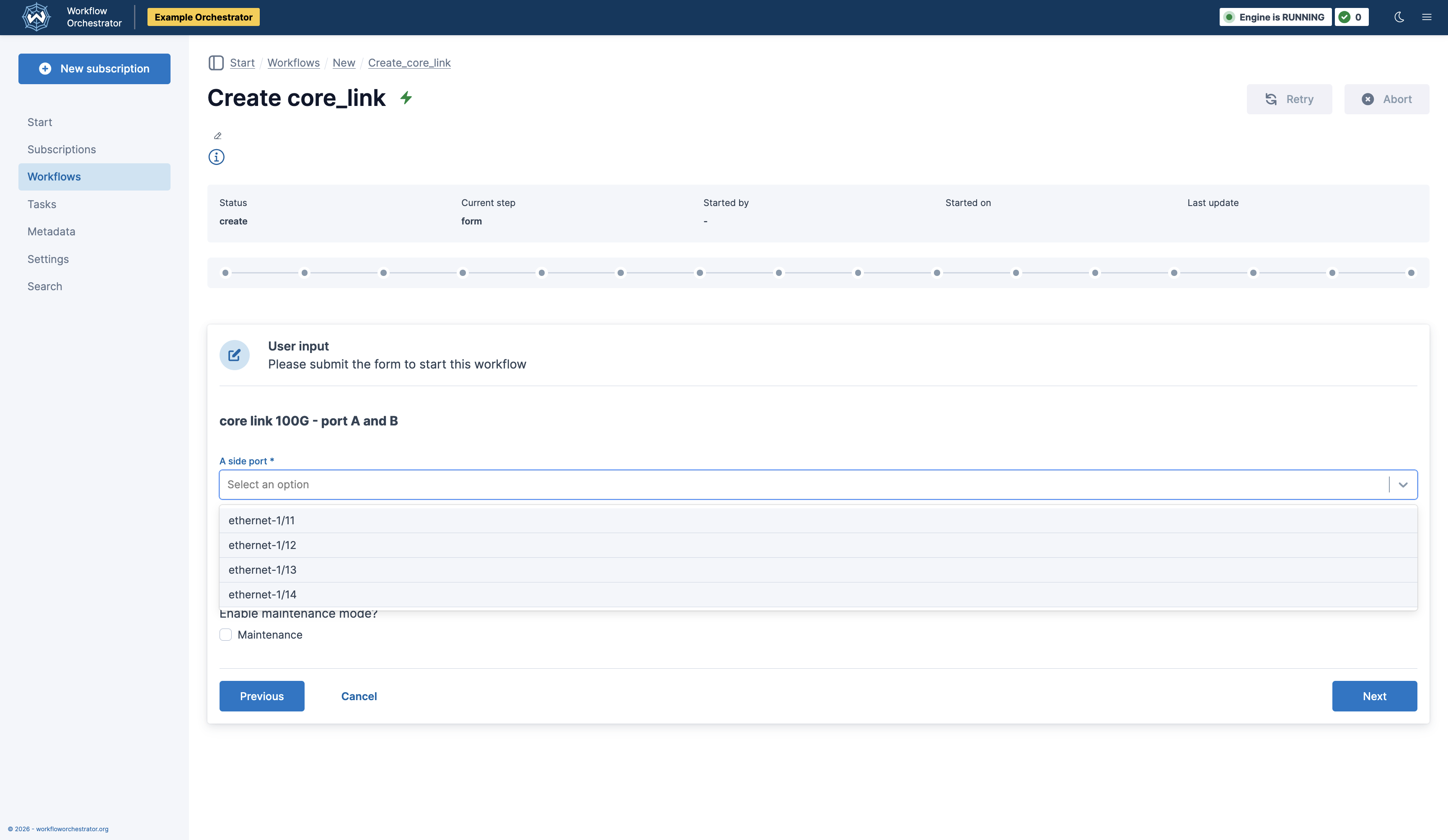 Create Core Link form B